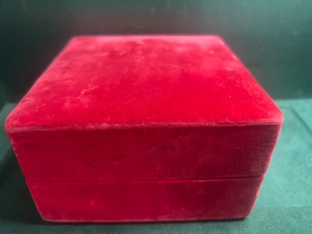 🔴 FURST scatola gioiello custodia astuccio VELLUTO rosso interno seta moirè