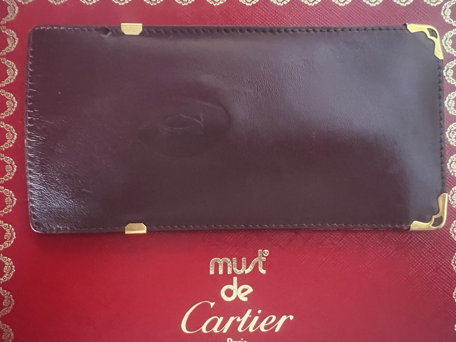🔴 CARTIER fodero occhiali pelle bordeaux angoli rinforzati metallo vintage