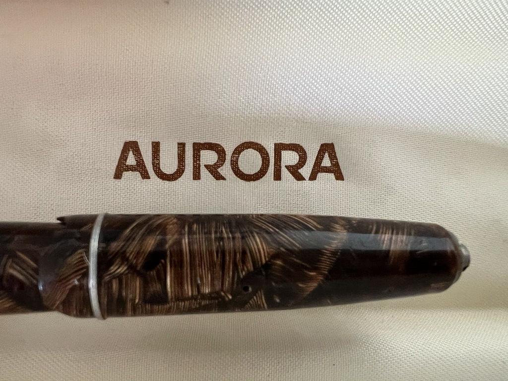 🔴 AURORA penna stilografica SELENE celluloide marmorizzata SCRIVE antica 1930