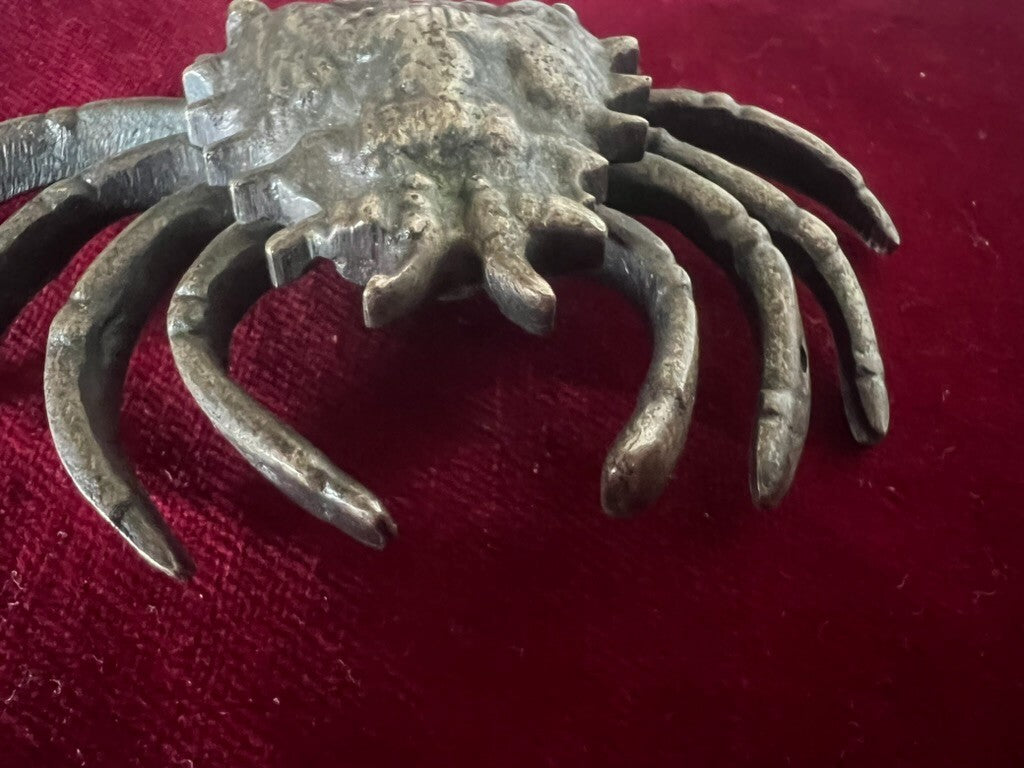 🔴 CRAB paperweight, solid three-dimensional bronze sculpture, vintage 