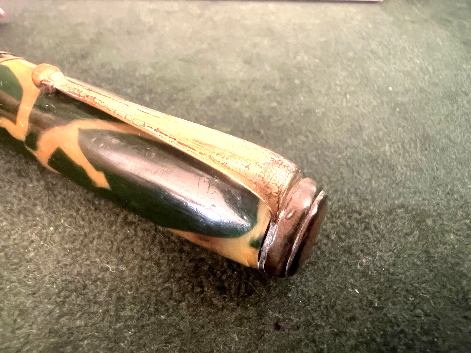 🔴 AURORA penna stilografica Novum celluloide verde leva pennino oro vintage '30