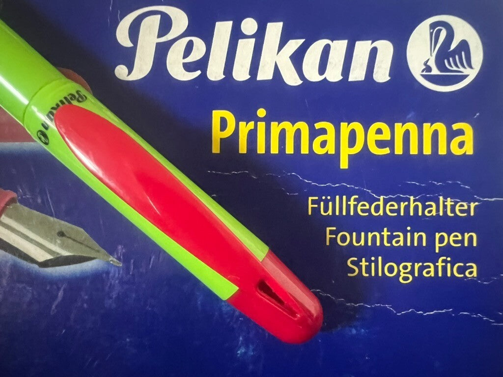 🔴 PELIKAN penna stilografica Primapenna verde rossa mai usata M vintage