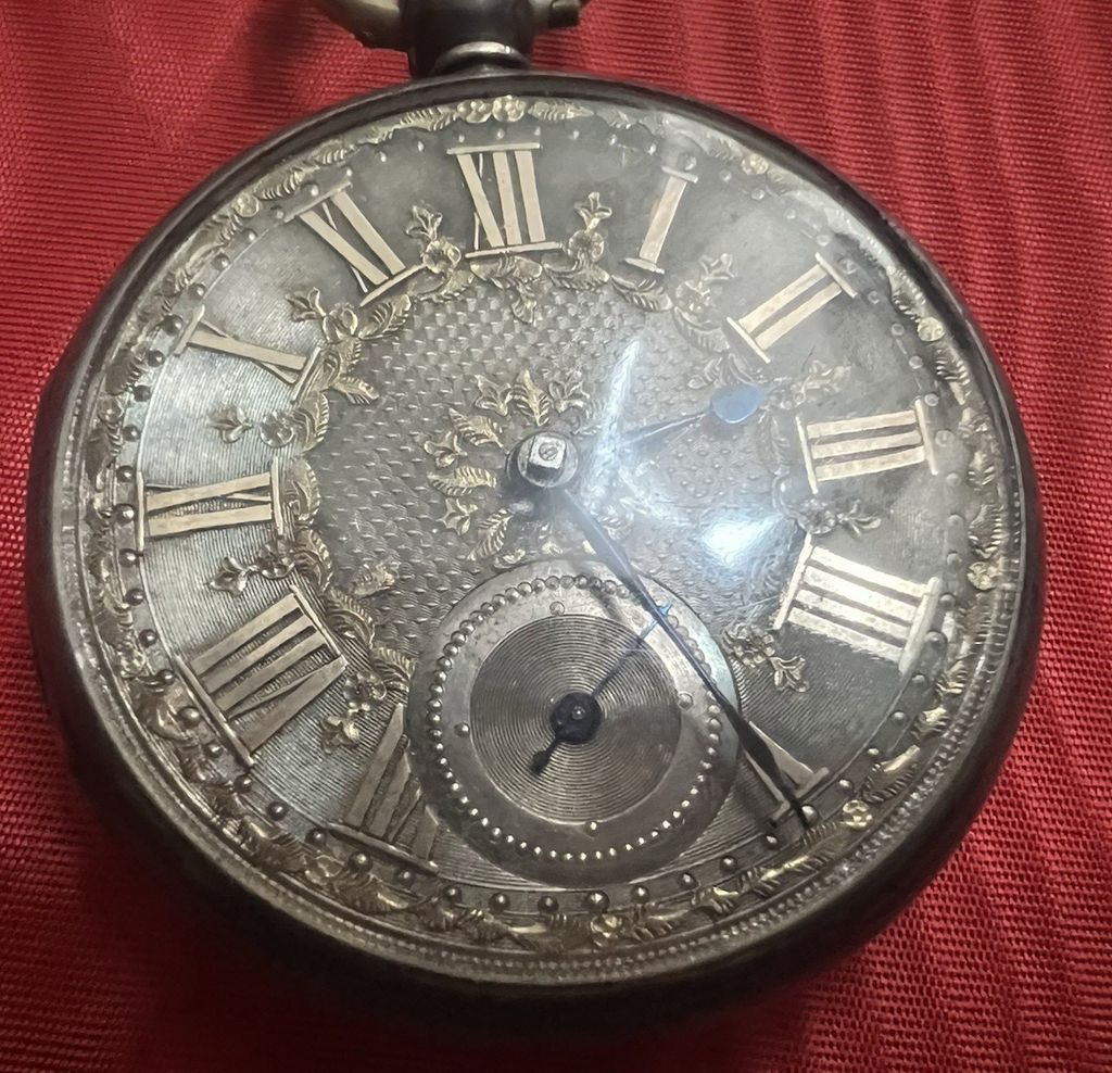Montre Poche Argent 925 A Cane 3 Charnières Antique Londres 1870 Fonctionne