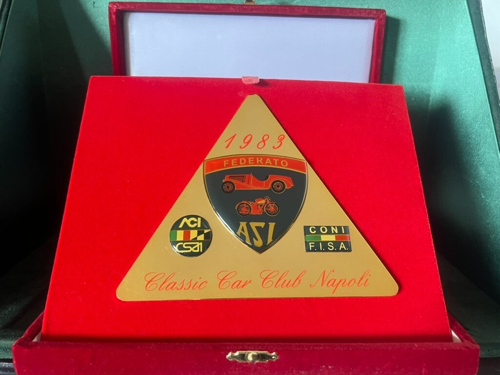 Asi Auto Moto Voiture Club Napoli Fédéré Plaque Métal Cônes 1983 Rouge 