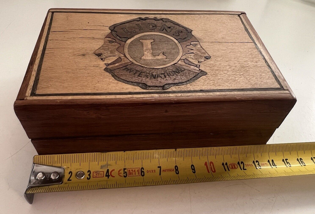 🔴 Lions Club Mosaik-Box, handgefertigte Sarg-Vintage-Box 5 