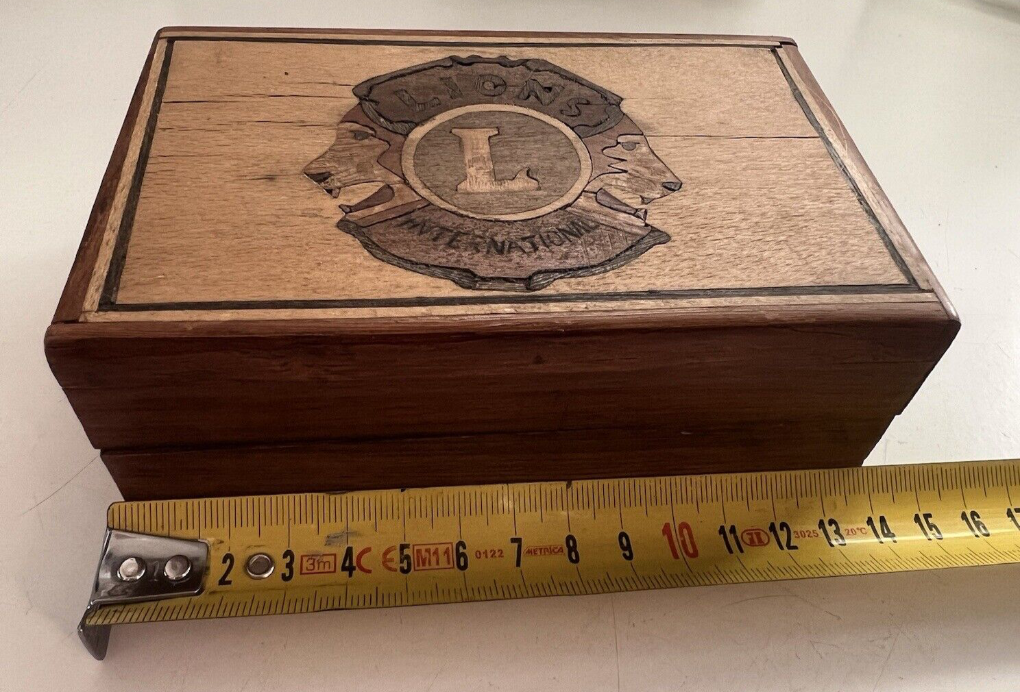 🔴 Lions Club Mosaik-Box, handgefertigte Sarg-Vintage-Box 5 
