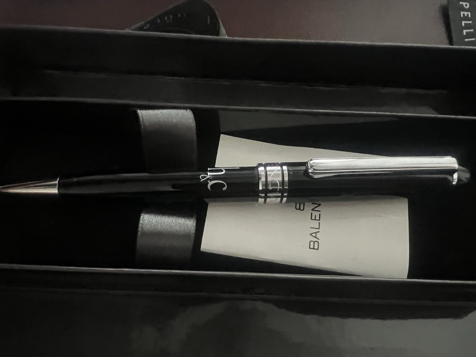 🔴 BALENCIAGA penna sfera lacca nera profili cromati H&C con scatola