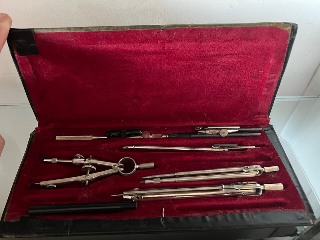 🔴 Technischer Zeichenzirkel LAP mit komplettem Vintage-Box-Set 