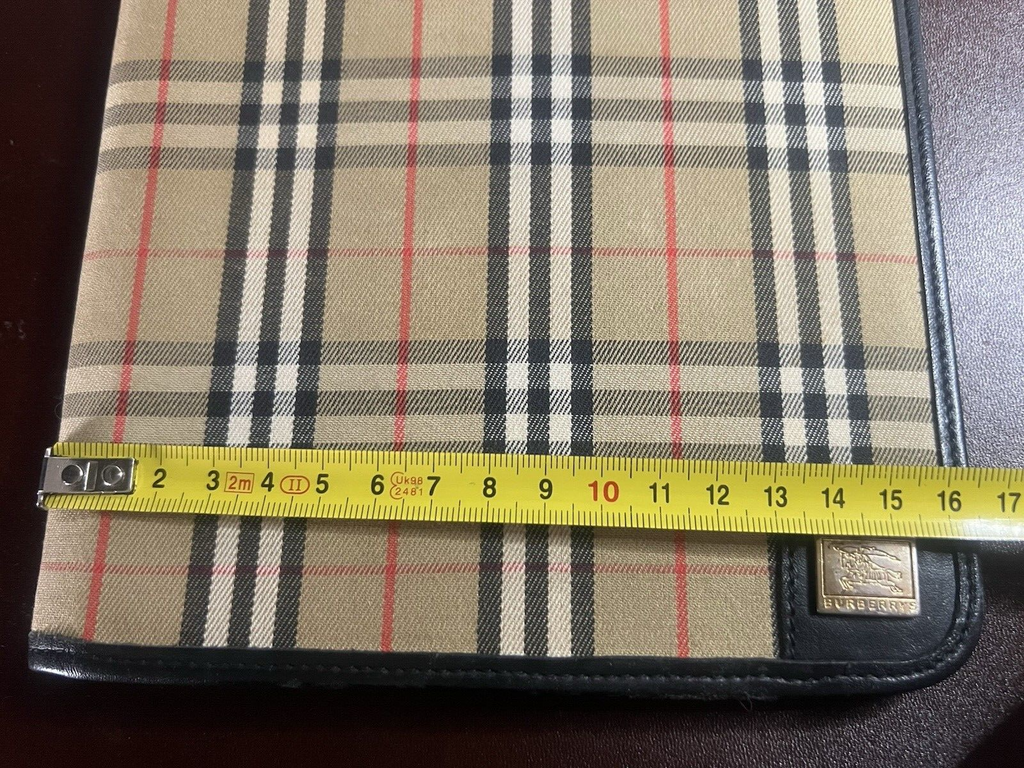 🔴 BURBERRY porta agenda tessuto check interno seta moirè nera ORIGINALE vintage