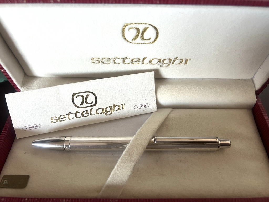 Settelaghi Stylo-Plume Sphère Argent 925 Massif Fenêtre Personnel Fort Poids 1