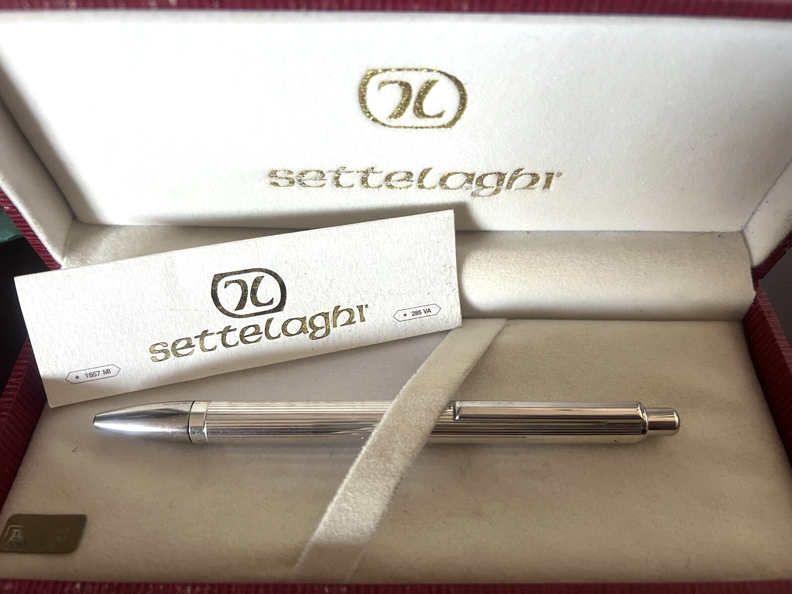Settelaghi Stylo-Plume Sphère Argent 925 Massif Fenêtre Personnel Fort Poids 1