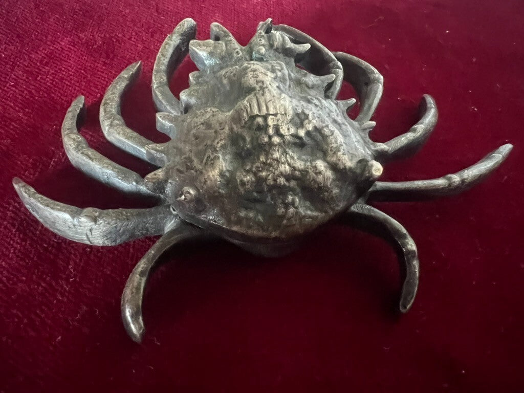 🔴 Fermacarte GRANCHIO scultura bronzo MASSICCIO tridimensionale vintage