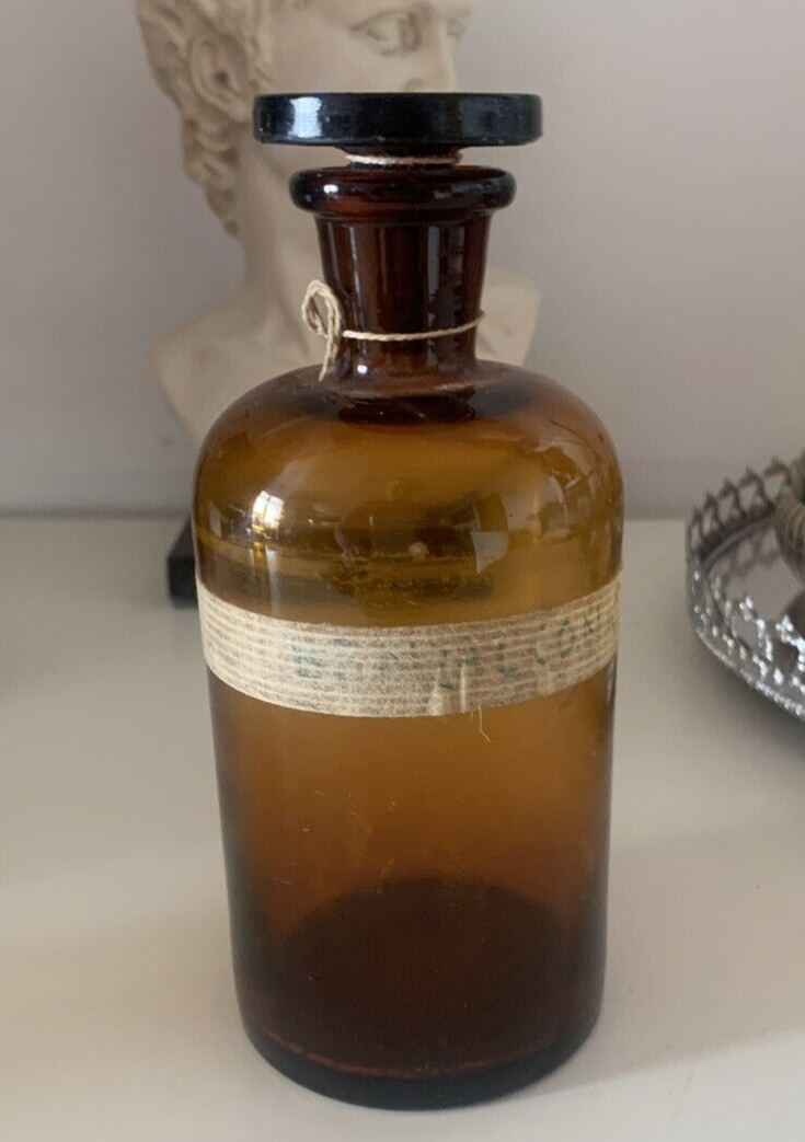 🔴 Bottiglia AMPOLLA vetro medica laboratorio VINTAGE vetro h. 14 vintage
