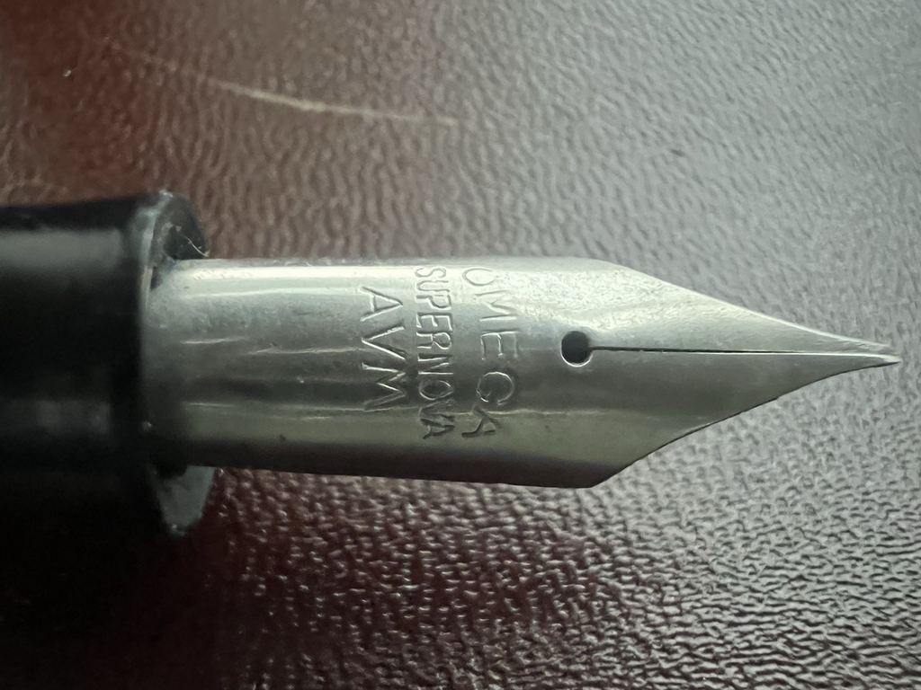 Omega Stift Füllfederhalter Zelluloid Grün a. V.M A Hebel Schreibt Vintage