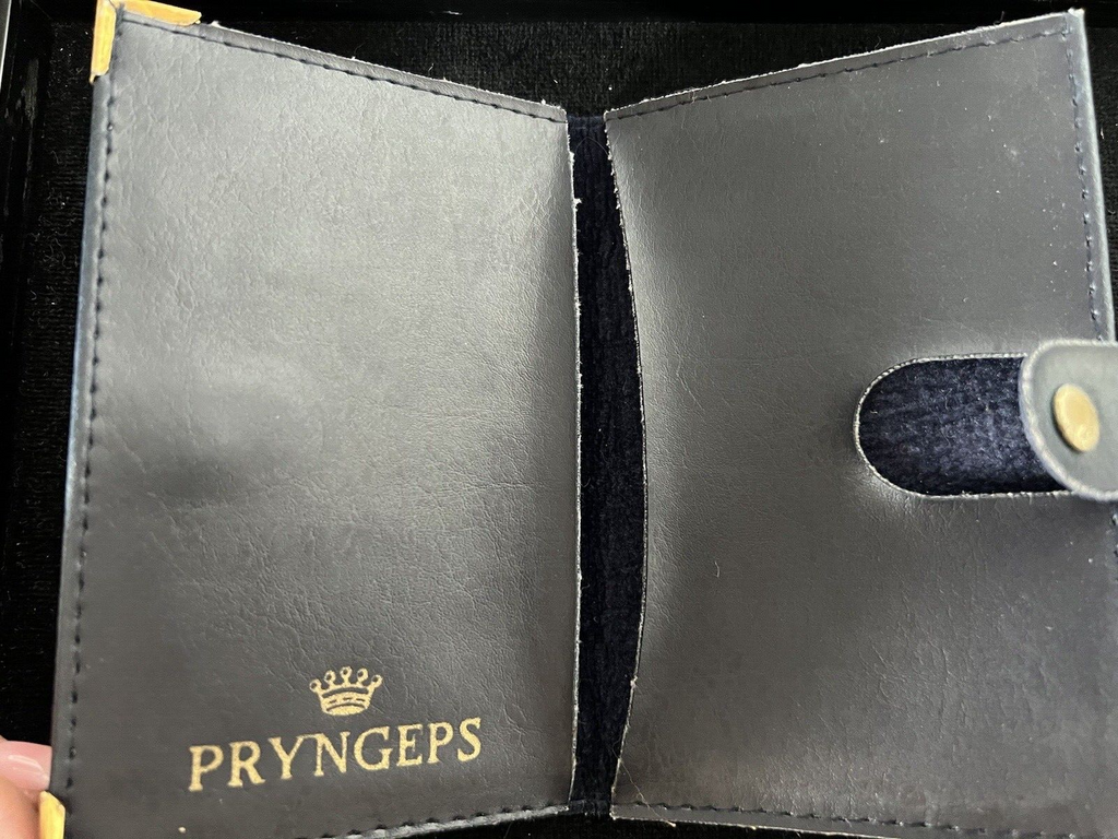 PRYNGEPS Carries Warranty Watch Guarantee Holder Man Leather Blue Trim Metal 