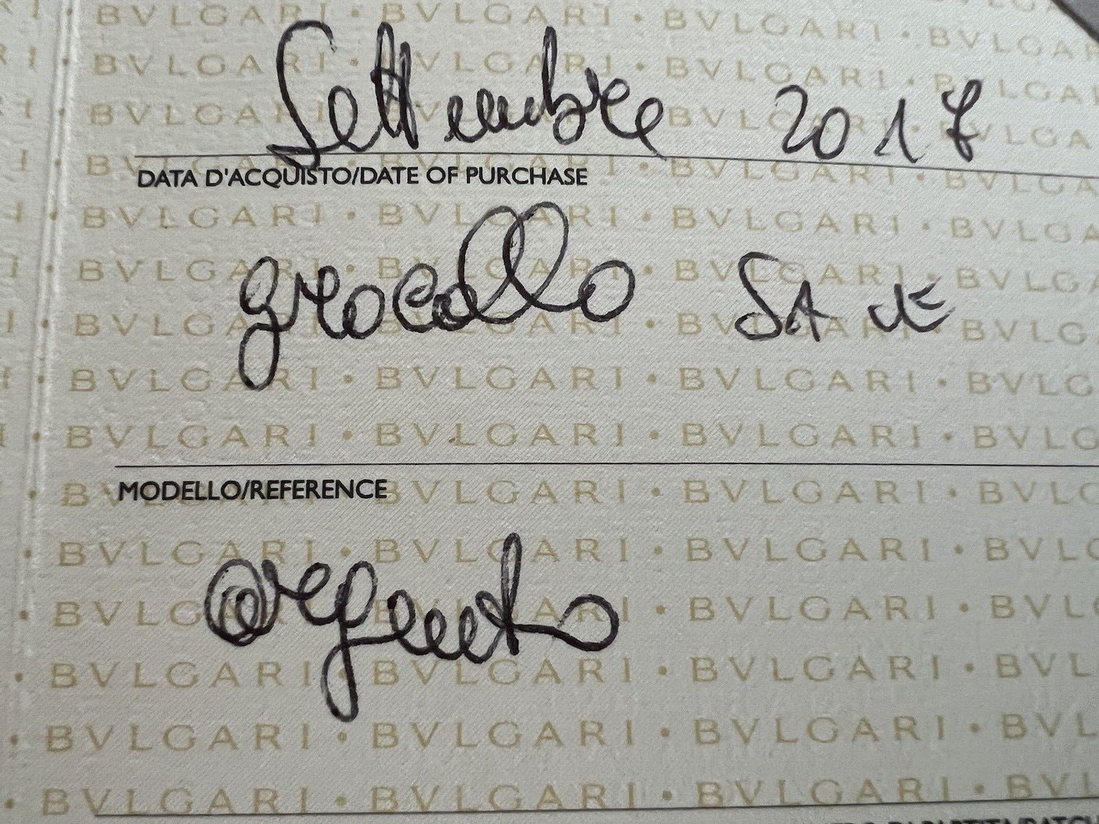 BVLGARI Original Warranty Certificate For Silver Necklace Save Vintage