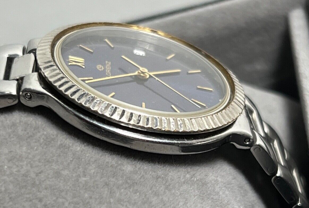 🔴 LORENZ orologio uomo quarzo 14560 acciaio e laminato con scatola RARO vintage