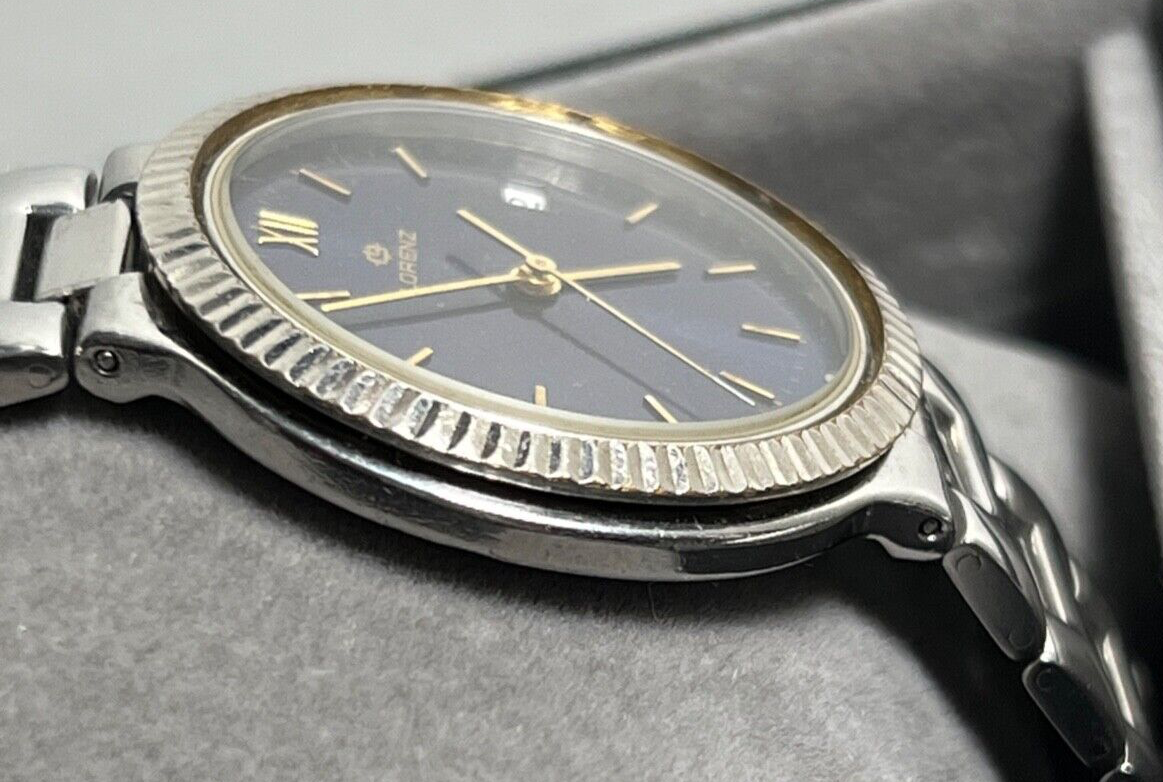 🔴 LORENZ orologio uomo quarzo 14560 acciaio e laminato con scatola RARO vintage