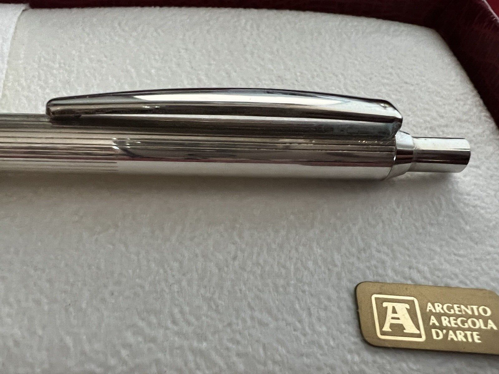 🔴 SETTELAGHI penna sfera ARGENTO 925 MASSICCIO righe con certificato garanzia 2