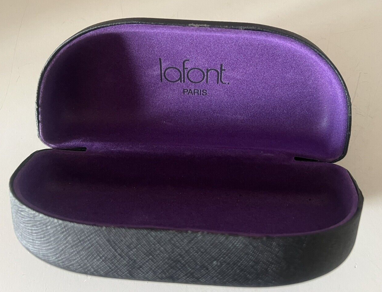 🔴 LAFONT custodia occhiali da sole rigido Paris fodero nero interno viola