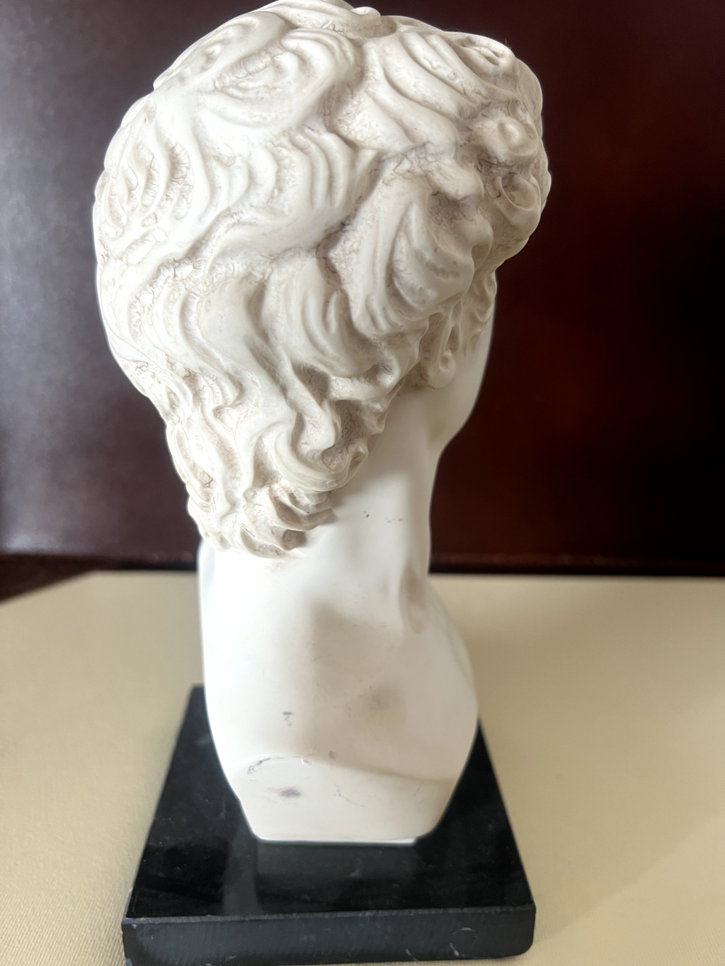 David Statue Sculpture Base Marbre Signé Bessi Bibliothèque Buste L 10 H 22 CM