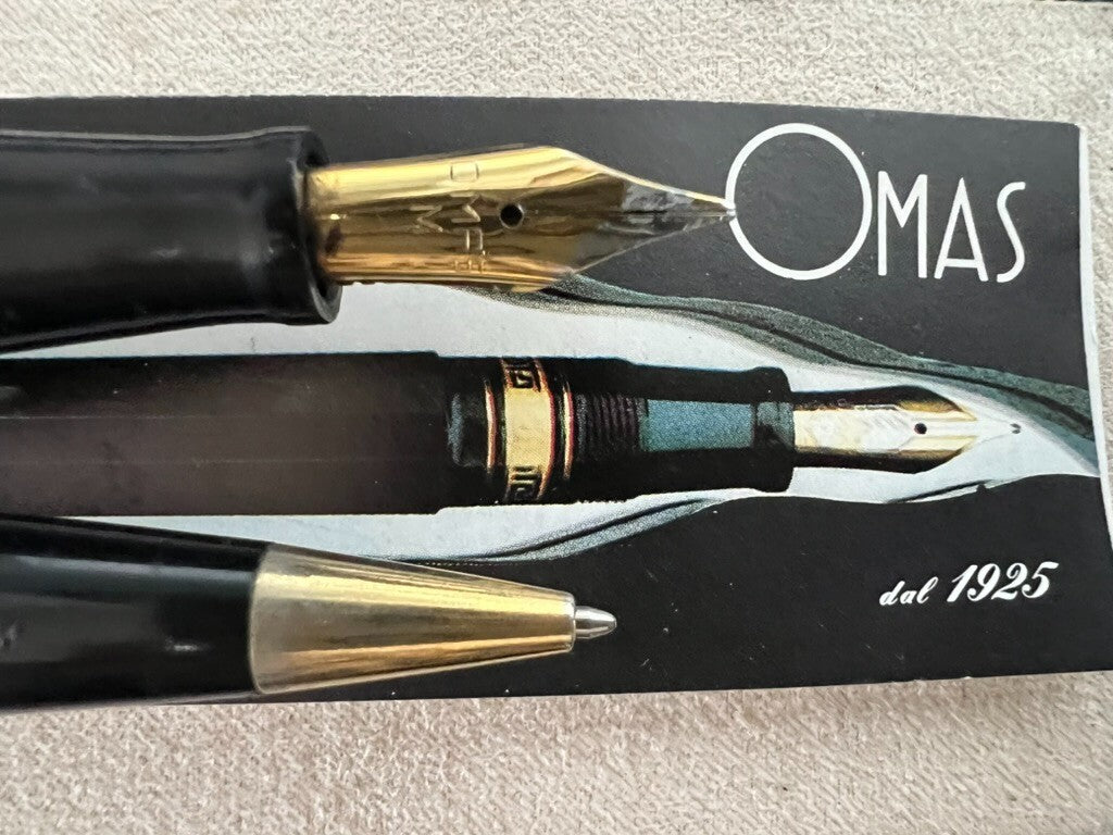🔴 OMAS EXTRA Füllfederhalter/Kugelschreiber, schwarz, Vintage, Schreibtisch G 