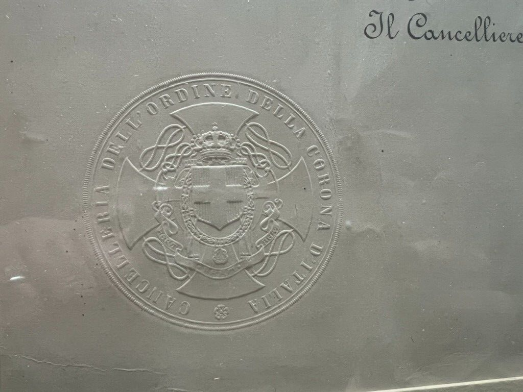 Cavaliere Certificat Vittorio Emanuele III Cadre D'Origine 27 Octobre 1940