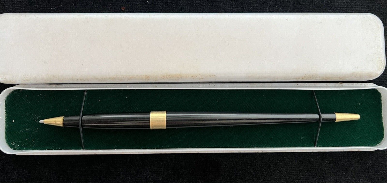 Pen Sphere Black Edges Brass Penholder Desk Vintage
