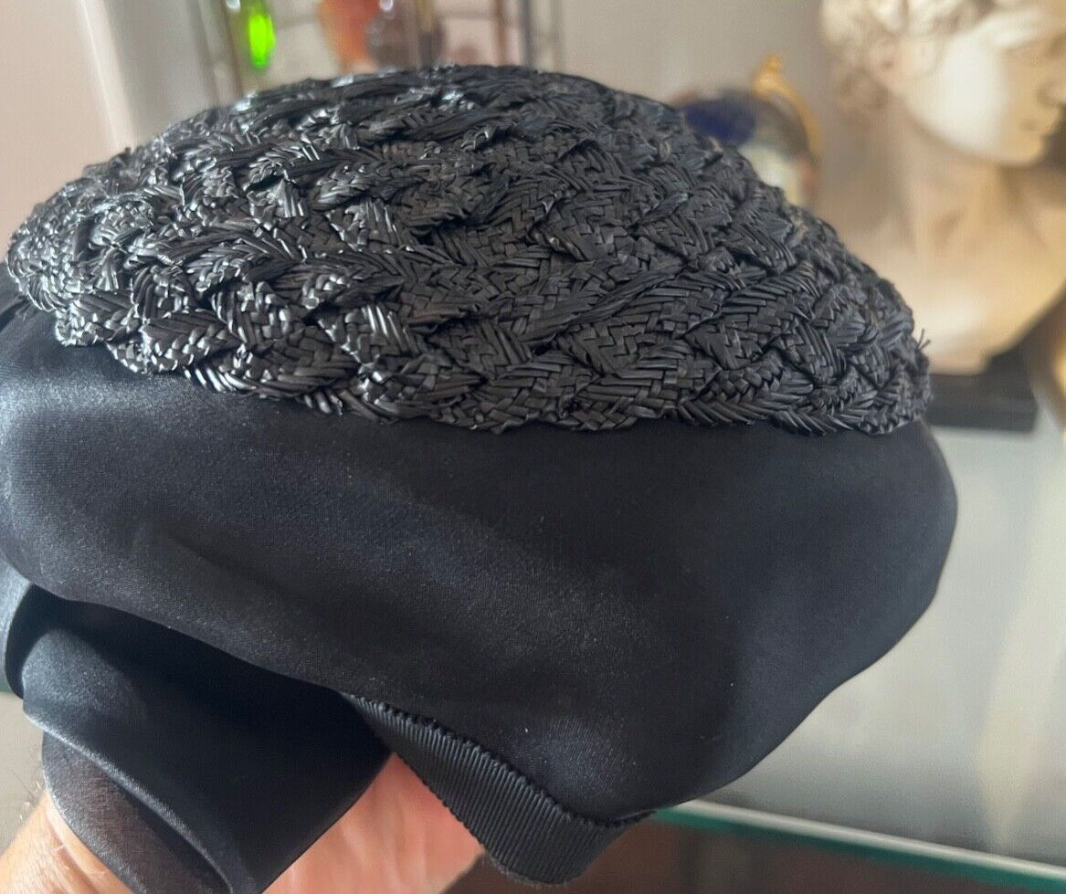 🔴 FEDORA cappello donna nero con fiocco 56 A elegante effetto seta Roma
