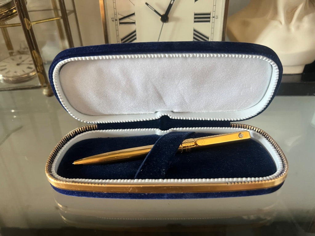 🔴 DOM BAIZ penna sfera placcata oro scrive perfettamente con diamante piccolo