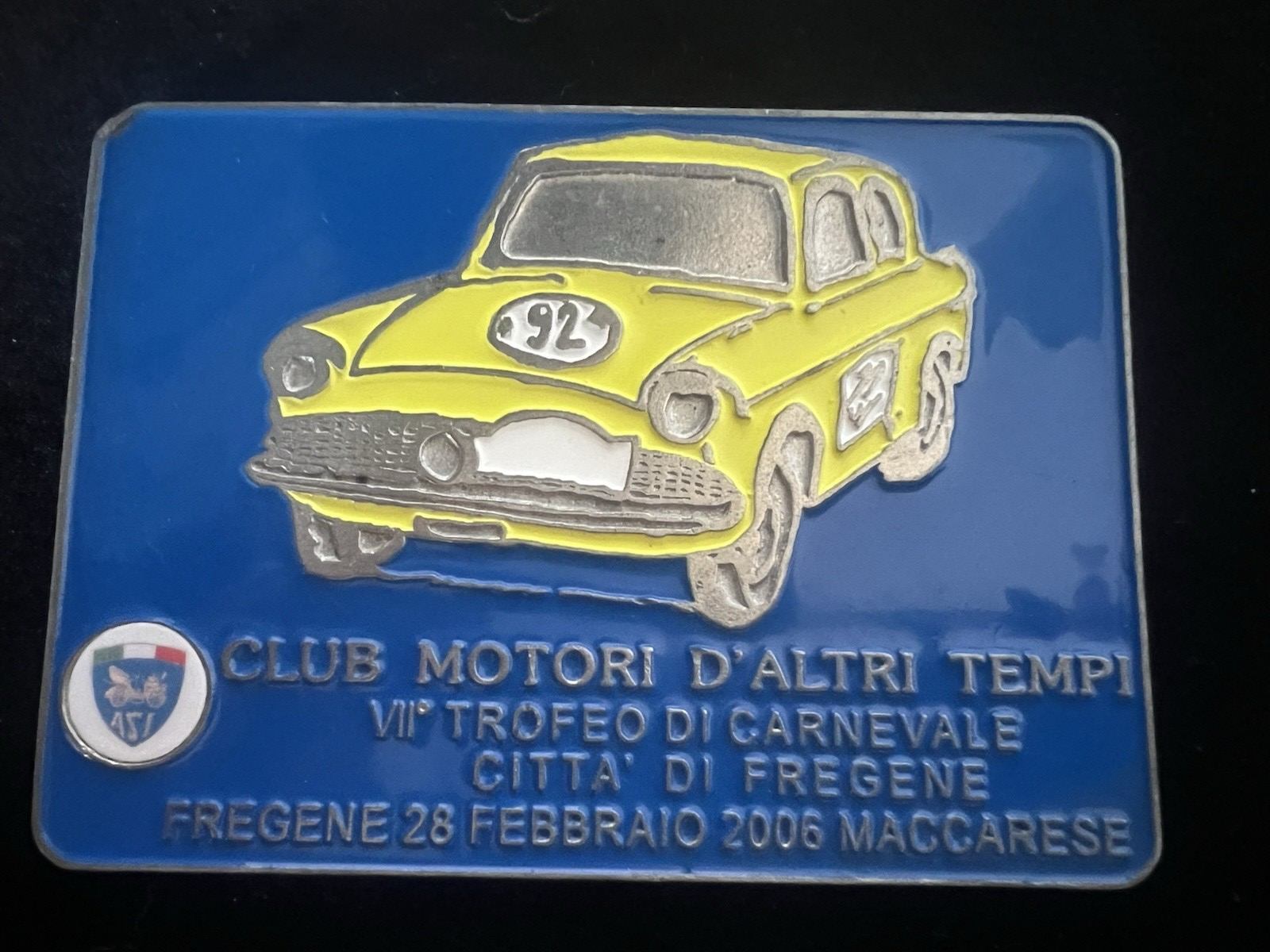 🔴 Trofeo auto ASI CLUB MOTORI D'ALTRI TEMPI Carnevale Fregene 2006 CAR BADGE