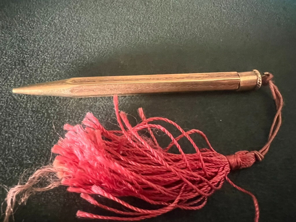 Druckbleistifte, vergoldet, mit gemeißelten Teilen, restauriert, Vintage, 5 Stück 