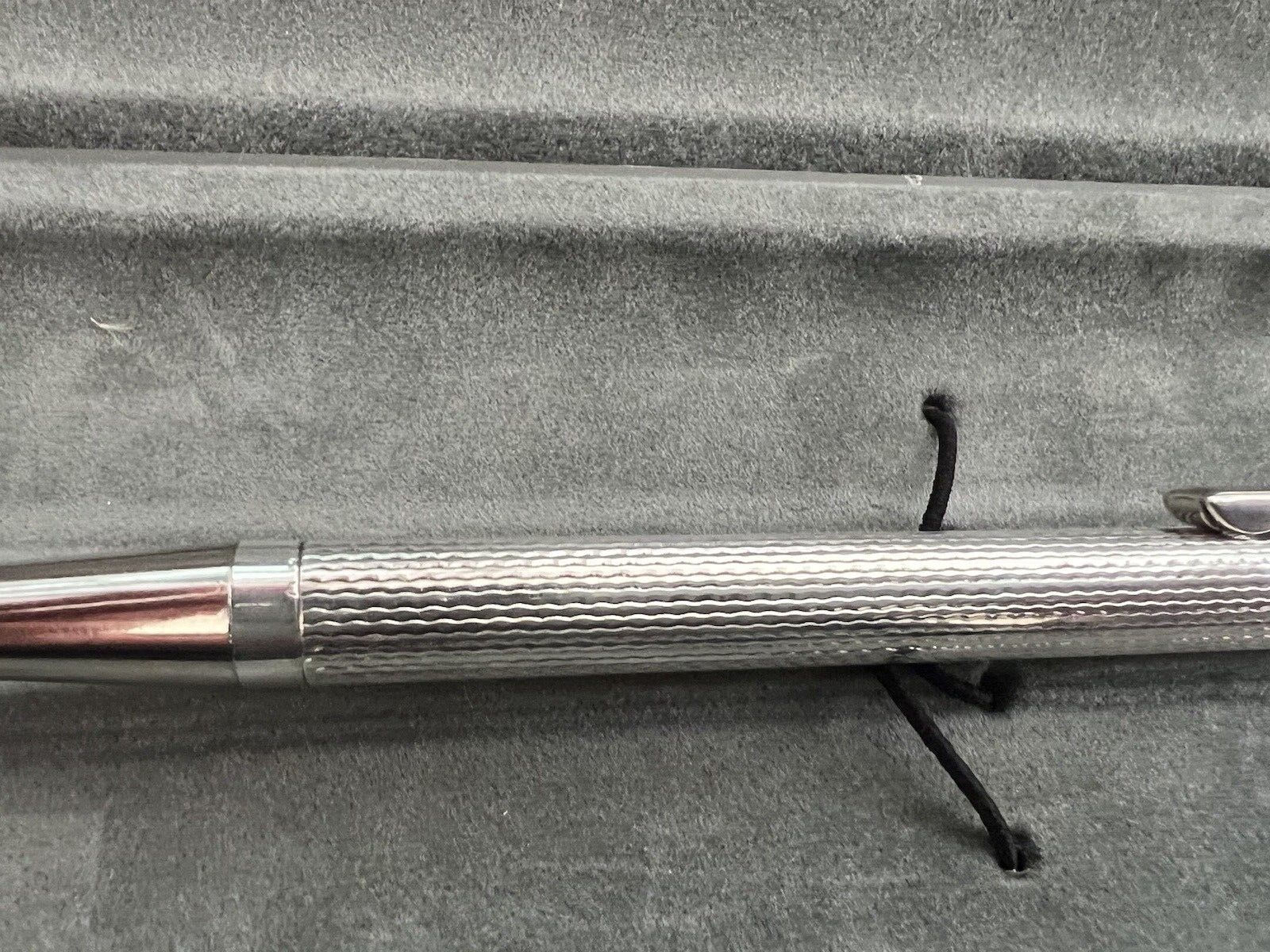 🔴 VILLE D'ARGENT Kugelschreiber 925 SILBER gemeißelte guillochierte Wellen MONTER 1994 