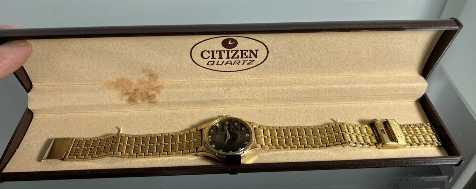 🔴 CITIZEN orologio uomo dorato GN0 S6100S5779 quarzo con scatola vintage