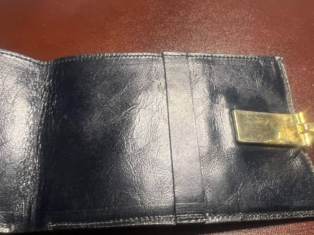 Fendi Portefeuille Homme Tissu Citrouille Bleu Interne Cuir Avec Crochet Rétro