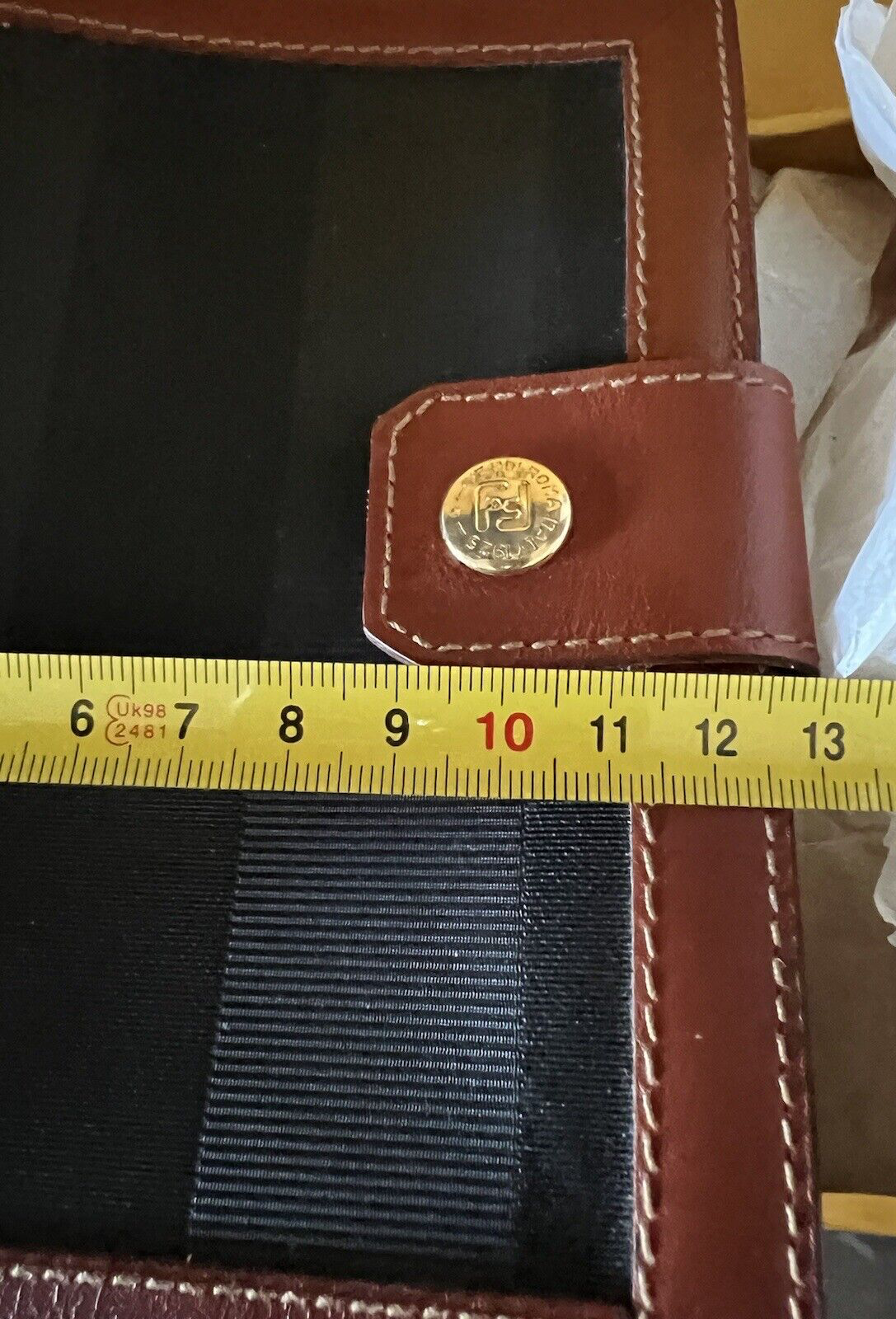 🔴 FENDI Roma black fabric and leather diary holder with vintage box L 13 h 17 