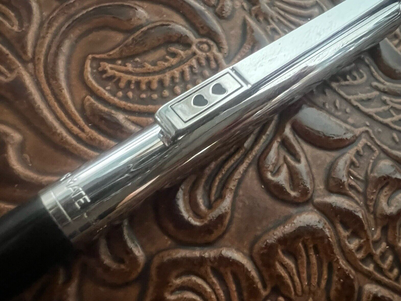 🔴 PAPERMATE mechanical pencil black chrome cap leads writes vintage 