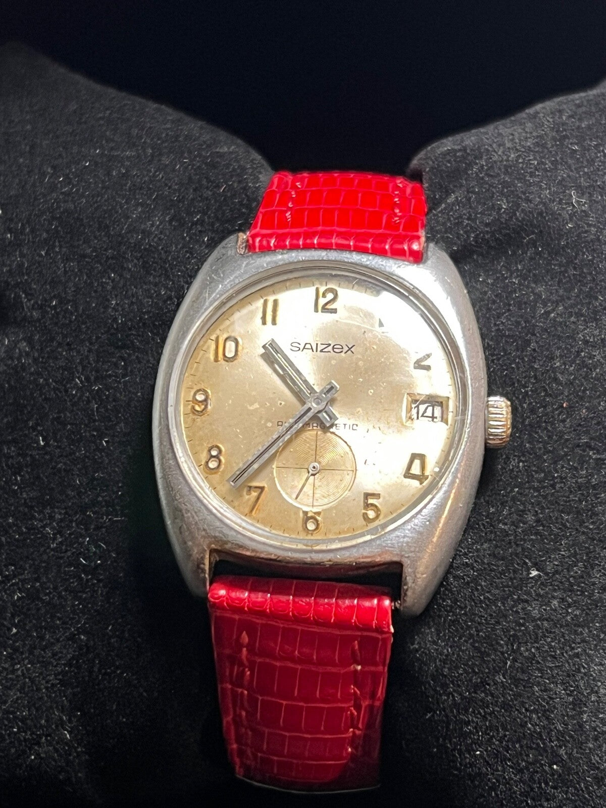 🔴 SAIZEX orologio uomo CARICA MANUALE quadrante champagne vintage RARO vintage