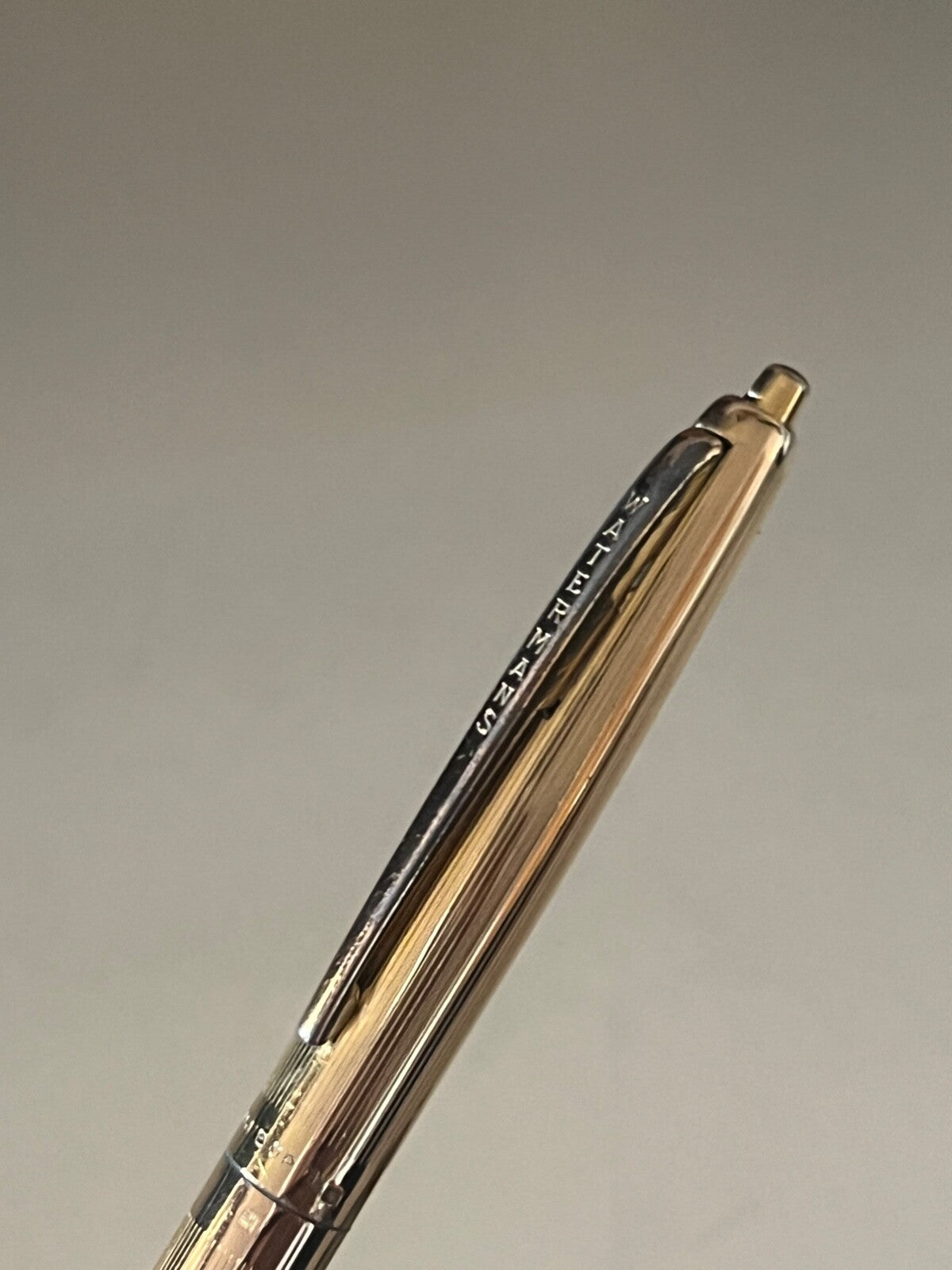 DE WATERMAN Stylo-Plume Sphère Plaqué Or Spline Bit à Bouton Vintage 