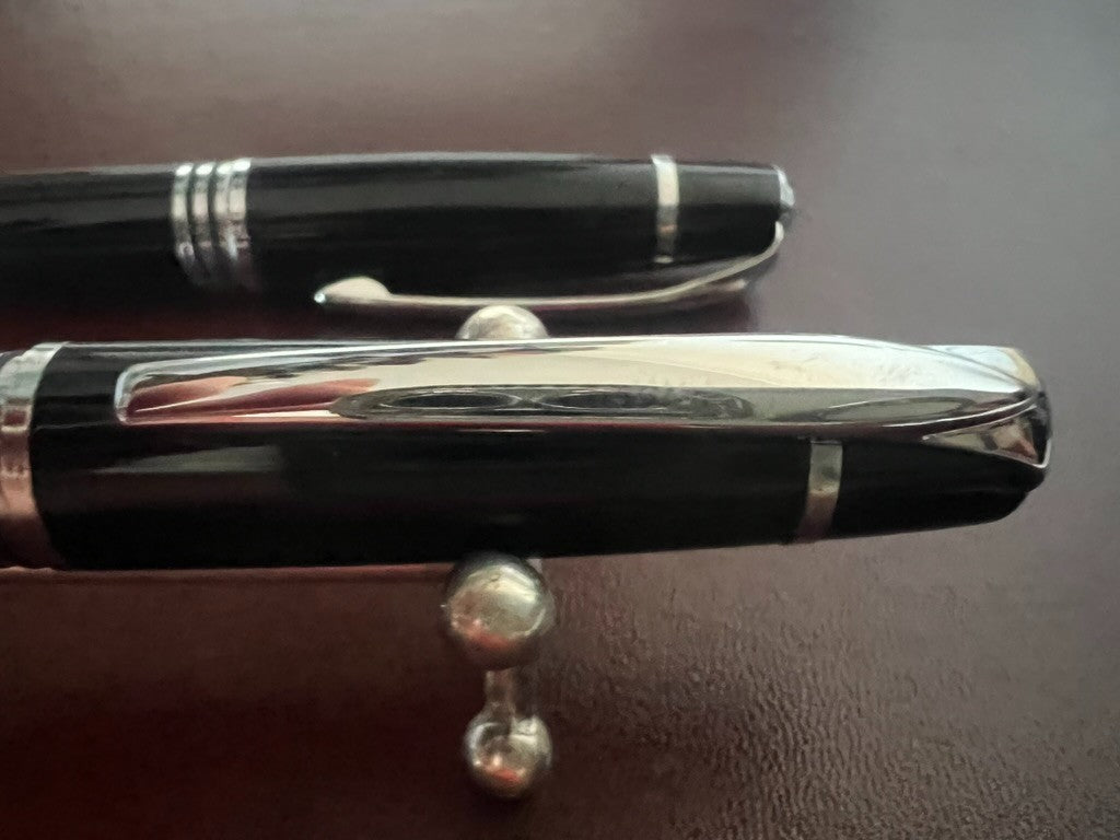 🔴 Penna sfera e sfera penna refill roller nera profili cromati con astuccio