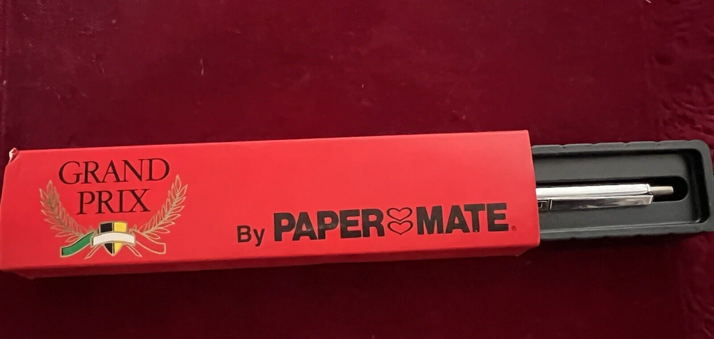 🔴 PAPERMATE penna sfera GRAND PRIX MESSICO cromata a pulsante vintage 1992