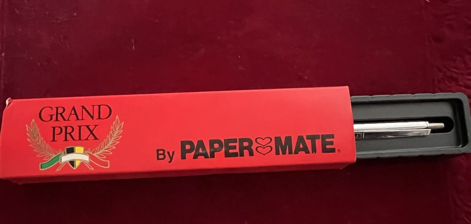 🔴 PAPERMATE penna sfera GRAND PRIX MESSICO cromata a pulsante vintage 1992