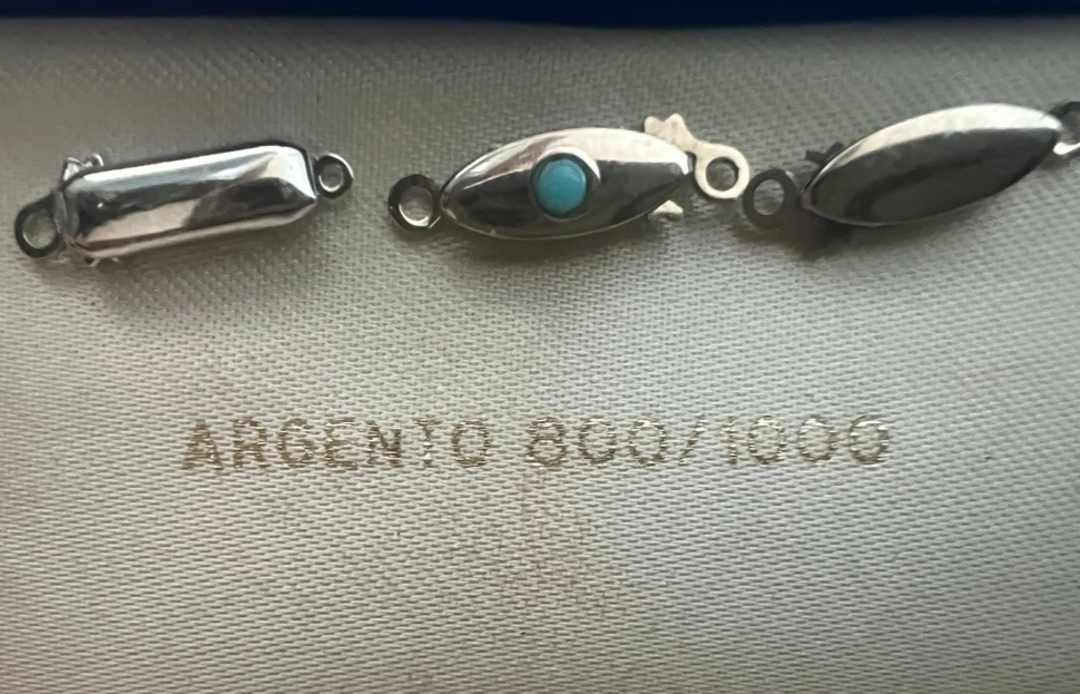 🔴 ARGENTO 800 chiusure collana gancio 1 filo con pietre vintage 3 PEZZI