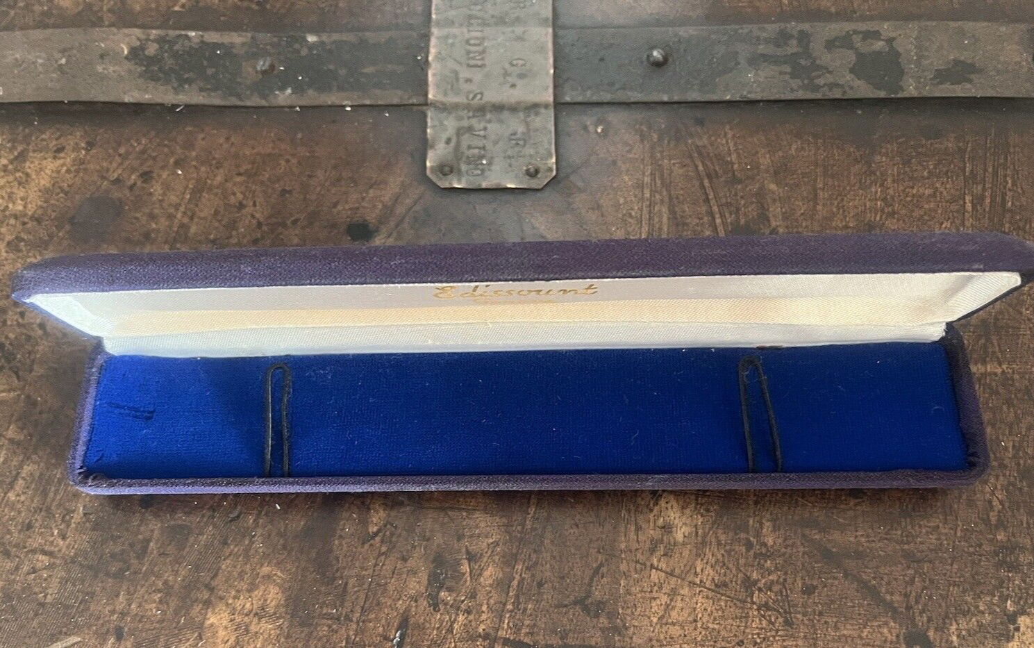 🔴 EDISSOUNT box Swiss men's watch case box blue vintage