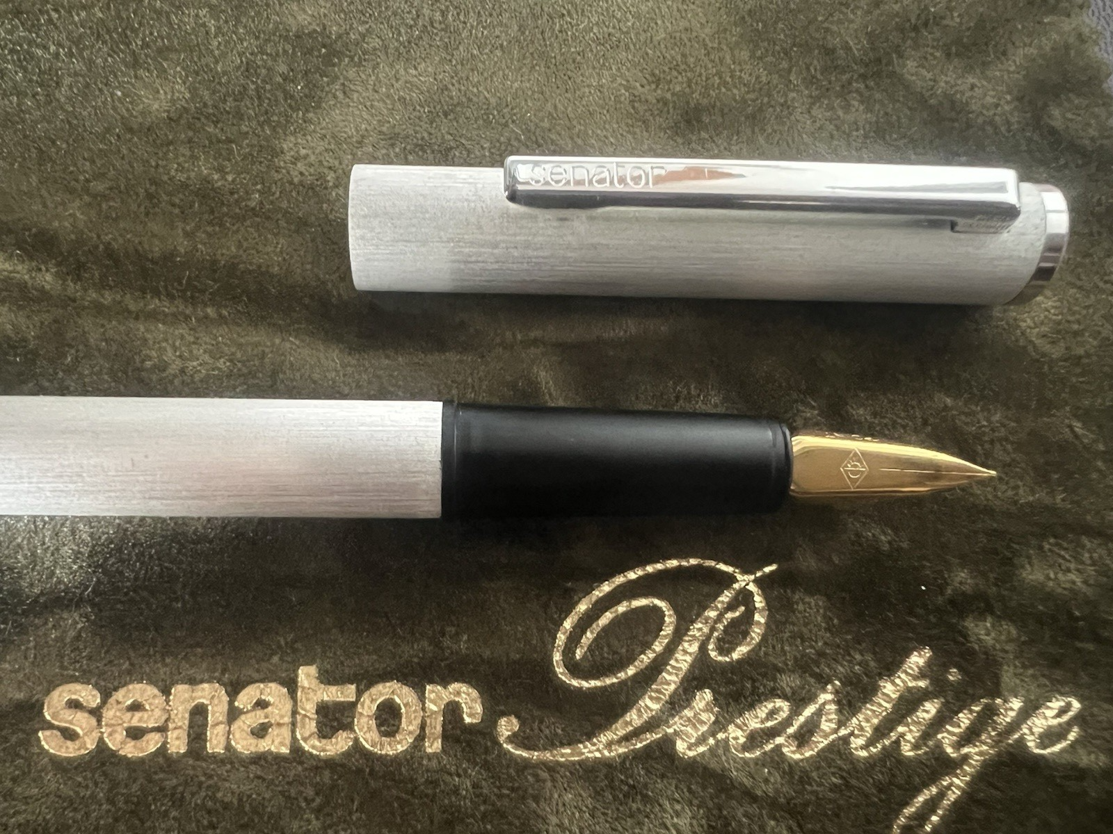 🔴 SENATOR chrome fountain pen and ballpoint pen with case and cartridges 