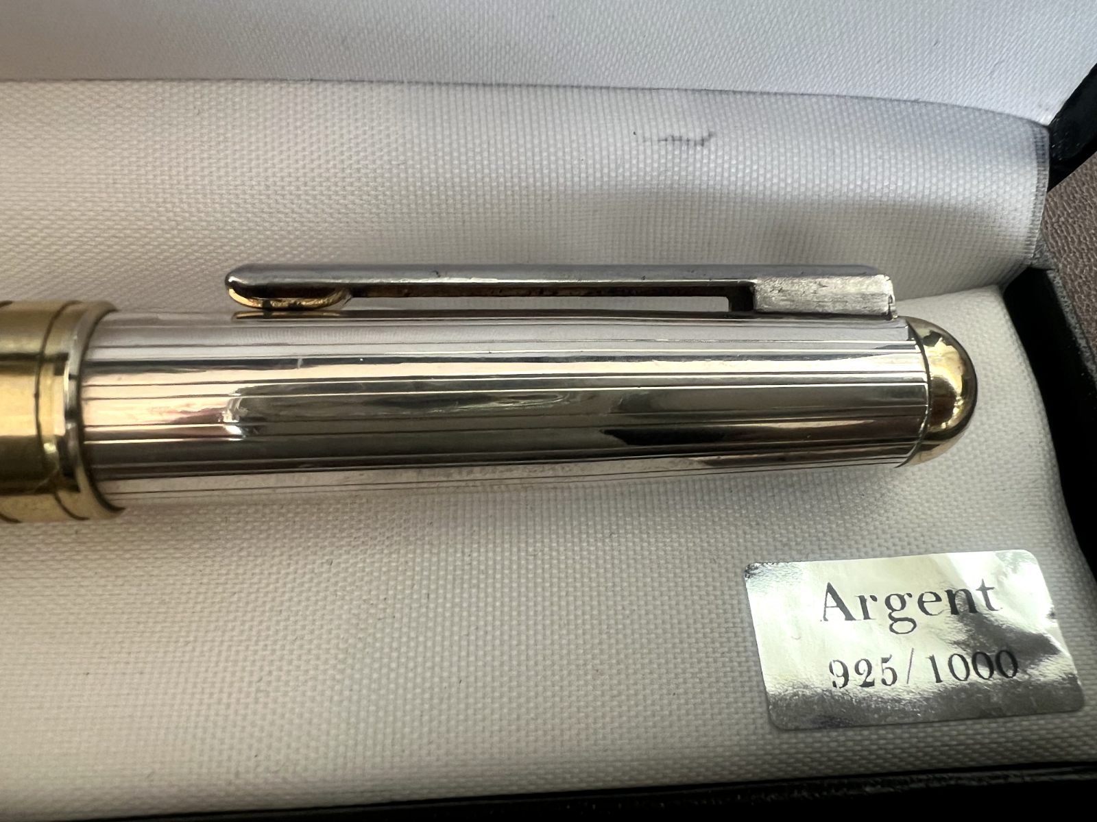 🔴 Penna stilografica ARGENTO 925 a cartuccia pennino Iridium M forte peso