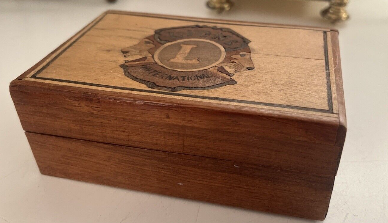 🔴 Lions Club Mosaik-Box, handgefertigte Sarg-Vintage-Box 5 