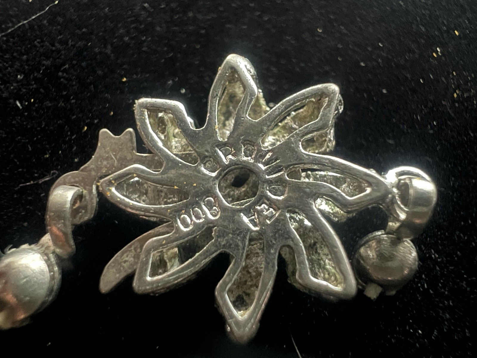Silber 800 Verschluß Halskette Haken 1 Draht mit Steinen Vintage