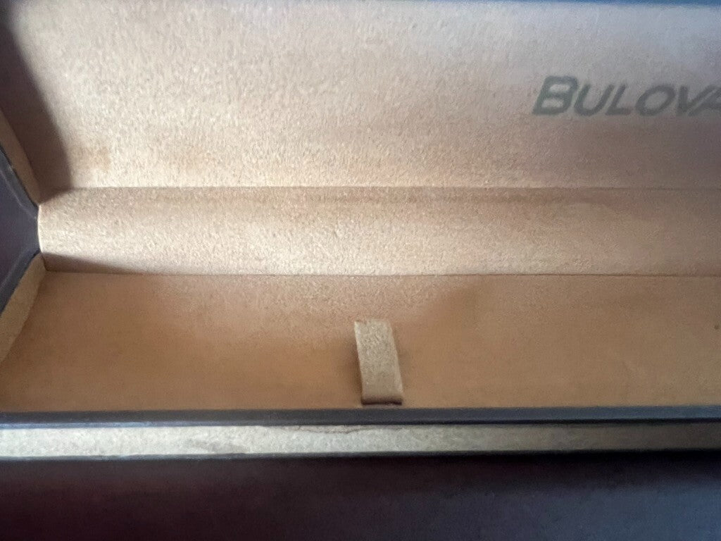 🔴 BULOVA box scatola orologio cofanetto custodia floccato marrone vintage