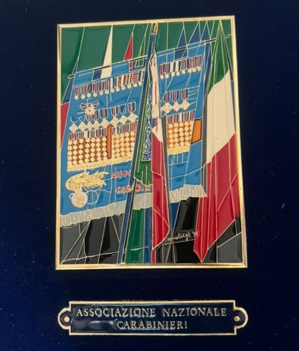 🔴 Targa ASSOCIAZIONE NAZIONALE CARABINIERI crest metallo e smalti in custodia